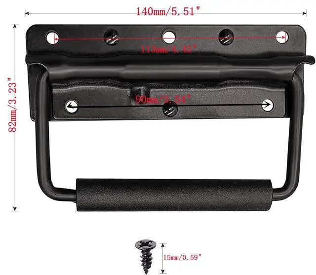 Alt view image 3 of 7 - 2 Pcs Spring Loaded Case Handle 5.51" × 3.15" Heavy Duty Black Surface Mount Chest Handle for Flight Case Cabinet Garage Boat (Black,2pcs)