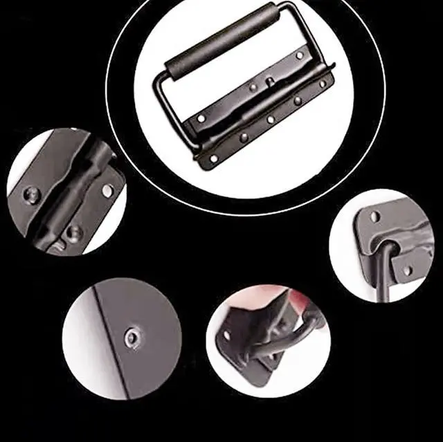 Alt view image 7 of 7 - 2 Pcs Spring Loaded Case Handle 5.51" × 3.15" Heavy Duty Black Surface Mount Chest Handle for Flight Case Cabinet Garage Boat (Black,2pcs)