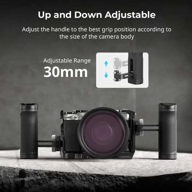 Alt view image 4 of 7 - Mini Side Handle for 1/4"-20 Threaded Holes, Camera Cage Handle for Left or Right Hand, Up and Down Adjustable, with Built-in Cold Shoe & Threaded Hole - 4755