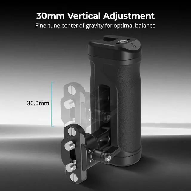Alt view image 6 of 7 - Mini Side Handle with NATO Clamp & NATO Rail, for Left or Right Hand, Up and Down Adjustable, with Built-in Cold Shoe & Threaded Hole, Max. Load 10kg / 22lb