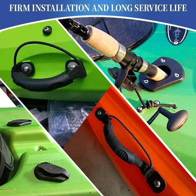 Alt view image 7 of 7 - 2 Pcs Black Kayak Canoe Boat Side Mount Carry Handles/Paddle Park Kayak Handles and Hardwares