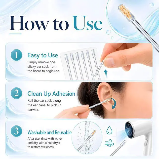 Alt view image 7 of 7 - Sticky Ear Cleaning Stick,Sticky Ear Cleaners for Adults,Reusable Ear Cleaner Sticky Pick,Resin Gel Ear Stick Gentle Ear Wax Removal Tool 1Set