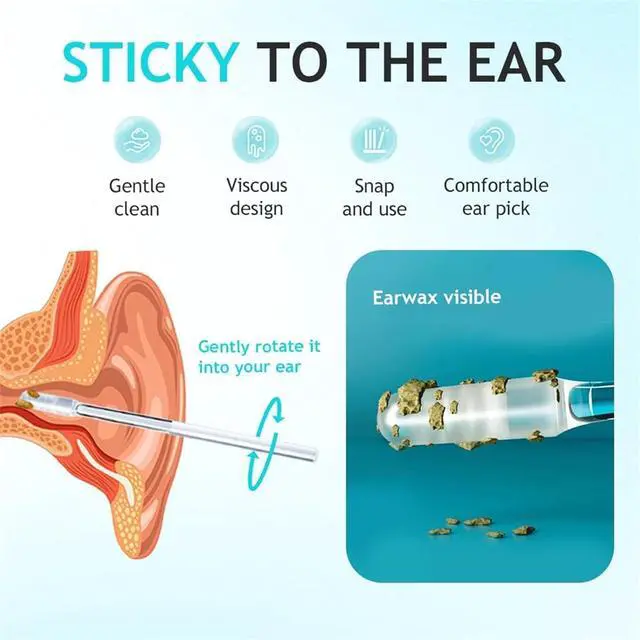 Alt view image 2 of 6 - 48Pc Sticky Ear Cleaning Stick for Adults Large,Japanese Reusable Sticky Ear Cleaner Picks, Gentle Soft Ear Care Cleaning Sticks with Dust Cover