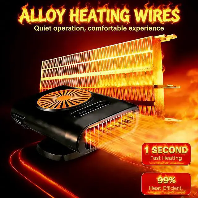 Alt view image 2 of 7 - Portable Heater for Car, 12V 200W Portable Fast Heating Car Heater that Plugs into Cigarette Lighter and Car Windshield defroster & Demister for Car/Vehicle/Truck/SUV