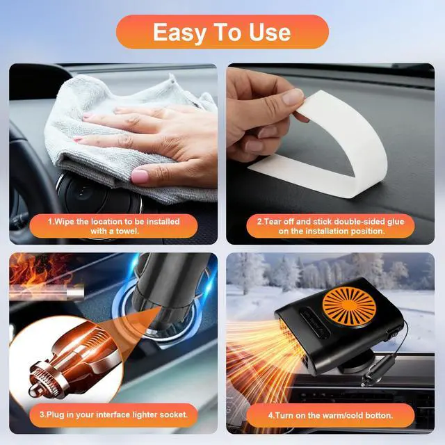 Alt view image 5 of 7 - Portable Heater for Car, 12V 200W Portable Fast Heating Car Heater that Plugs into Cigarette Lighter and Car Windshield defroster & Demister for Car/Vehicle/Truck/SUV