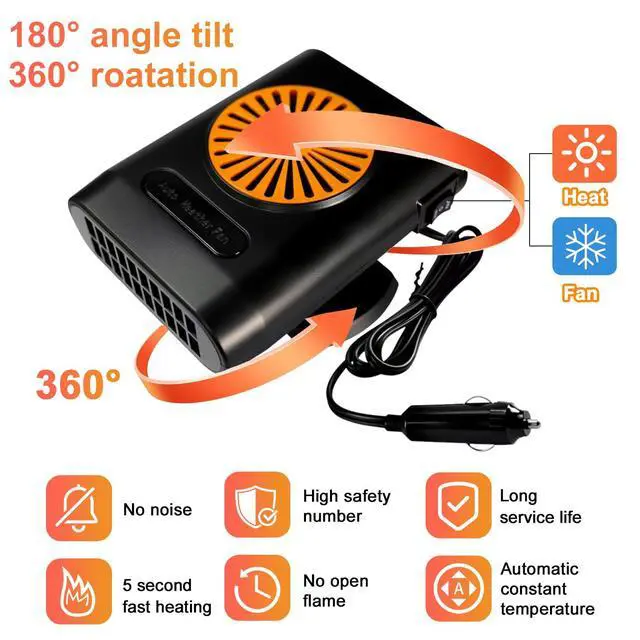 Alt view image 7 of 7 - Portable Heater for Car, 12V 200W Portable Fast Heating Car Heater that Plugs into Cigarette Lighter and Car Windshield defroster & Demister for Car/Vehicle/Truck/SUV