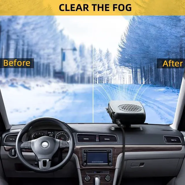 Alt view image 4 of 7 - 12V 200W Portable Car Heater & Windshield Defroster 2-in-1 Fast Heating & Cooling Fan with 360° Rotatable Base, Plug In Cigarette Lighter Car Heaters for Vehicle, Car, SUV, Truck & RV