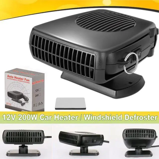 Alt view image 7 of 7 - 12V 200W Portable Car Heater & Windshield Defroster 2-in-1 Fast Heating & Cooling Fan with 360° Rotatable Base, Plug In Cigarette Lighter Car Heaters for Vehicle, Car, SUV, Truck & RV