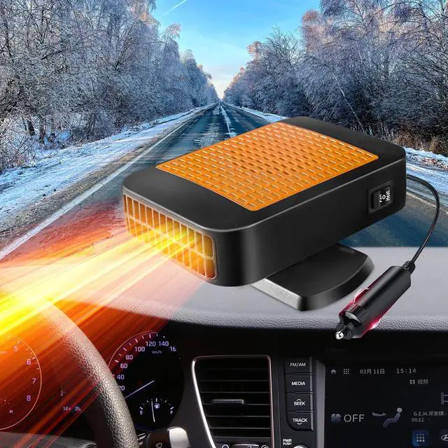 Main image of Portable Car Heater,12V 200W Fast Heating Defroster 2 in 1 Automobile Windshield Fast Heaters Car Heater That Plugs into Cigarette Lighter for Car, SUV, Trucks (Orange Black)