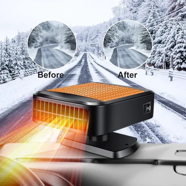 Alt view image 4 of 7 - Portable Car Heater,12V 200W Fast Heating Defroster 2 in 1 Automobile Windshield Fast Heaters Car Heater That Plugs into Cigarette Lighter for Car, SUV, Trucks (Orange Black)
