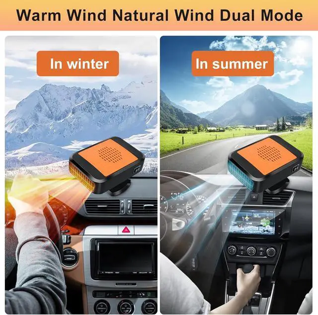 Alt view image 2 of 7 - Portable Car Heater,12V 200W Fast Heating Defroster 2 in 1 Automobile Windshield Fast Heaters Car Heater That Plugs into Cigarette Lighter for Car, SUV, Trucks (Orange Black)