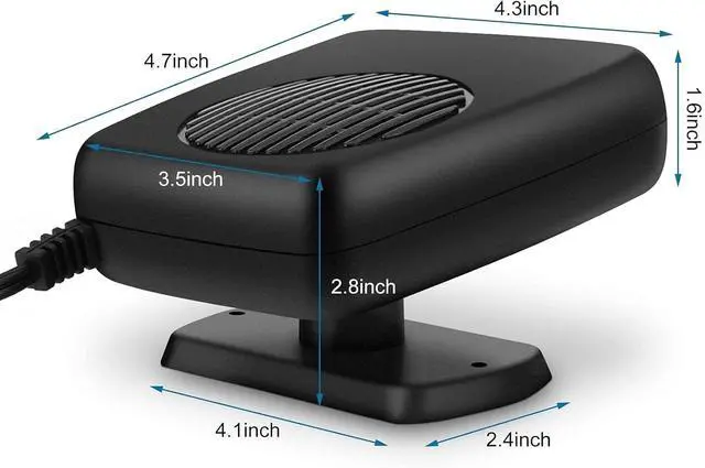 Alt view image 2 of 7 - Car Fan - Portable Car Heater and Cooler with 360° Rotatable Base, 12V Car Heater 150W, Quick Defrosting & Demisting for Windshield, Universal for Truck/SUV/Car (Cigarette Lighter Plug)