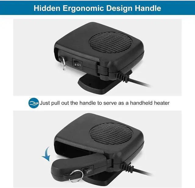 Alt view image 4 of 7 - Car Fan - Portable Car Heater and Cooler with 360° Rotatable Base, 12V Car Heater 150W, Quick Defrosting & Demisting for Windshield, Universal for Truck/SUV/Car (Cigarette Lighter Plug)