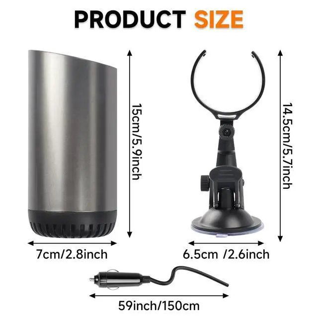 Alt view image 4 of 7 - Car Heater, 12V Portable Car Heater that Plugs into Cigarette Lighter, Defroster for Car Windshield, 2 in 1 Heating & Cooling Fast Heating Defrost Defogger with Suction Holder