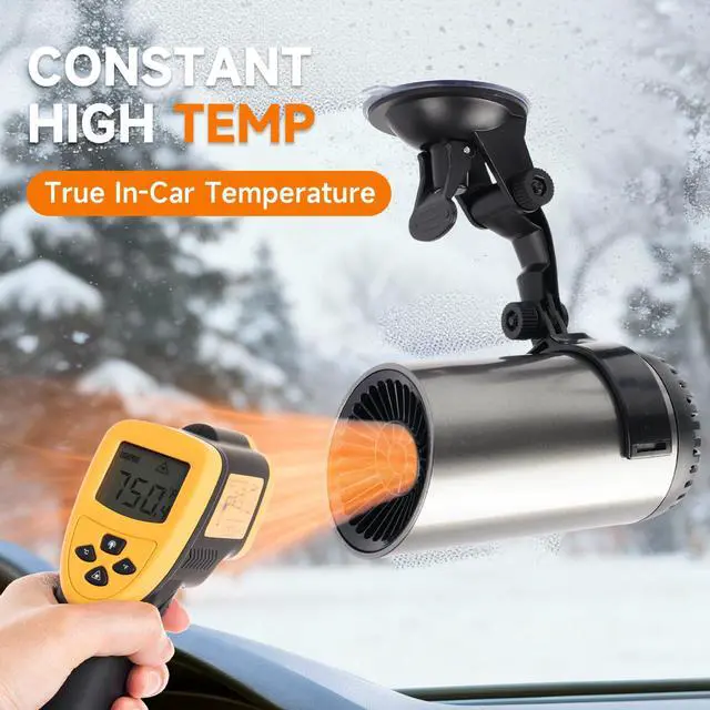Alt view image 5 of 7 - Car Heater, 12V Portable Car Heater that Plugs into Cigarette Lighter, Defroster for Car Windshield, 2 in 1 Heating & Cooling Fast Heating Defrost Defogger with Suction Holder