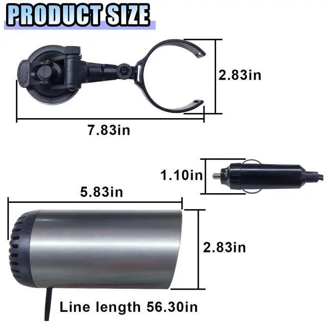 Alt view image 2 of 6 - Car Heater, 2-in-1 Windshield Defogger and Defroster That Plugs into Cigarette Lighter, 12V 150W Portable Fast Heating & Cooling Air Blower, Car Defroster with Suction Holder