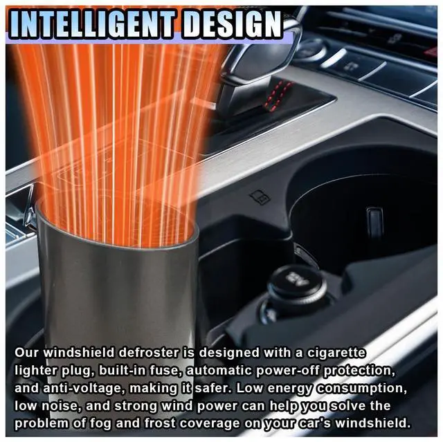 Alt view image 3 of 6 - Car Heater, 2-in-1 Windshield Defogger and Defroster That Plugs into Cigarette Lighter, 12V 150W Portable Fast Heating & Cooling Air Blower, Car Defroster with Suction Holder