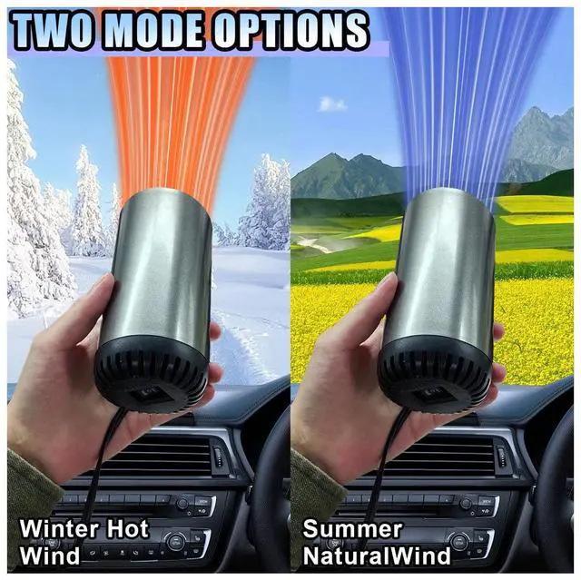 Alt view image 6 of 6 - Car Heater, 2-in-1 Windshield Defogger and Defroster That Plugs into Cigarette Lighter, 12V 150W Portable Fast Heating & Cooling Air Blower, Car Defroster with Suction Holder