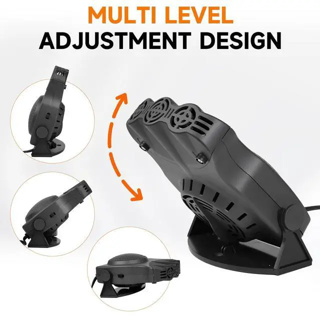 Alt view image 4 of 7 - Car Heater 12V 200W 2-in-1 Defroster & Defogger, Fast Heating, Large Airflow, 360° Rotation, Durable High-Temp Design for All 12V Vehicles