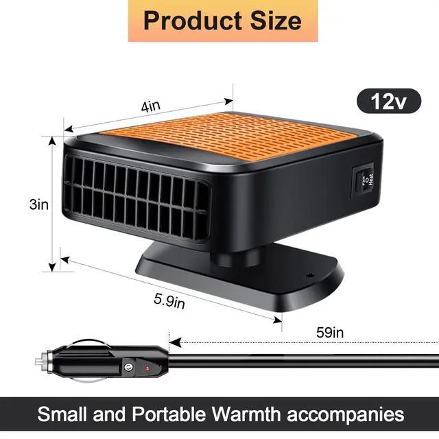 Alt view image 5 of 7 - 2026 New Upgraded Car Heater, Portable Car Heater, 12V Car Heater Portable,Car Defroster Windshield Heater Plug In Car Heater Windshield Defogger with 360° Rotation Car Heaters for Vehicle