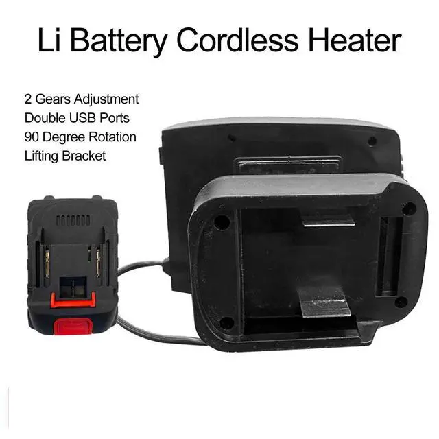 Alt view image 5 of 7 - Portable Cordless Space Heater with Dual USB Charging 2 Heat Settings for Office Desk (Not Included Battery)