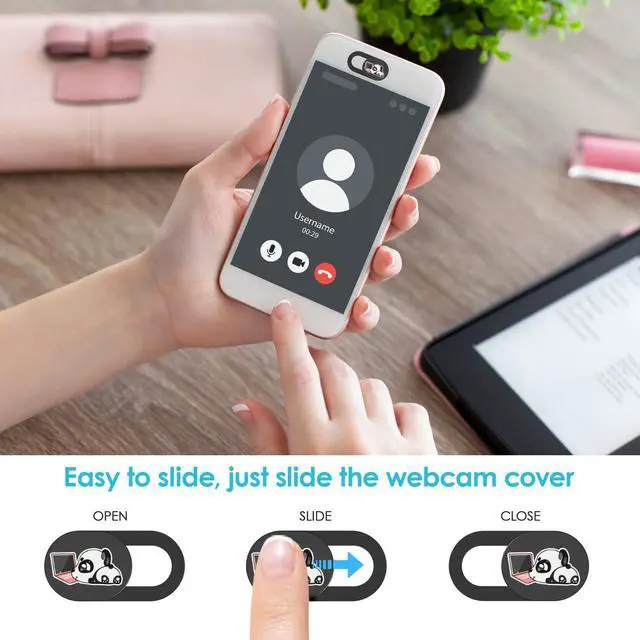 Alt view image 4 of 7 - Cute Panda Laptop Camera Cover Slide, 3 Pack Ultra Thin Webcam Cover Slide, Computer Laptop Camera Blocker, Laptop Accessories Privacy Camera Cover for Laptop, MacBook, Cell Phone, Tablet, Computer