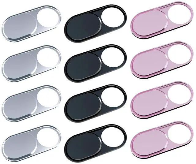Main image of Webcam Cover, Camera Cover Slide, 0.027in Ultra-Thin Metal Camera Cover for Laptop, PC, MacBook, iMac, iPad, iPhone, Smartphone, Web Camera Protect Your Privacy (Black/Pink/Silver-12 Pack)
