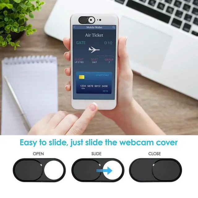 Alt view image 4 of 7 - Webcam Cover, Camera Cover Slide, 0.027in Ultra-Thin Metal Camera Cover for Laptop, PC, MacBook, iMac, iPad, iPhone, Smartphone, Web Camera Protect Your Privacy (Black/Pink/Silver-12 Pack)