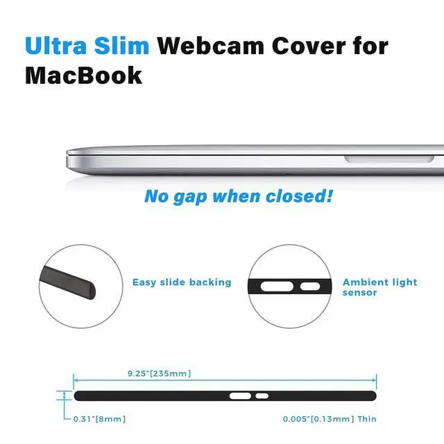 Alt view image 3 of 6 - Magnetic Camera Cover for Laptop - 0.01-Inch Profile & Slim Webcam Cover - Magnetic Slide Privacy Control & Laptop Accessories - Pre-2020 Notch-Free Models, Black