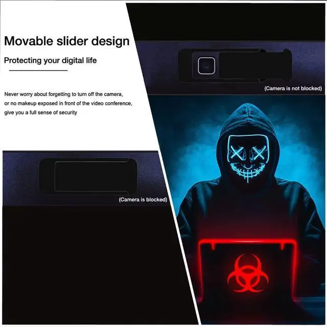 Alt view image 2 of 7 - Laptop Camera Cover Slide, Webcam Cover Slide, Ultra-Thin, US Flag Pattern Design, 6 Pack Apply to Laptop, Tablet, MacBook Camera Cover Slide Protect Your Privacy (Black & 6-Pack)