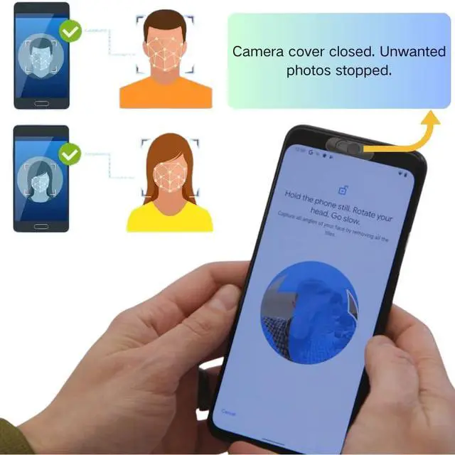 Alt view image 3 of 7 - Front Camera Cover | Smartphones Webcam Cover Protect Privacy, Camera Privacy Covers Compatible for Galaxy, Pixel & iPad, Ultra-Thin Privacy Protection Slide | 2 Pack | Black