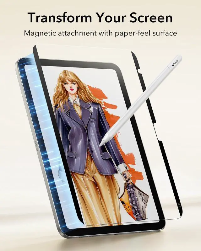 Alt view image 3 of 7 - Paper-Feel Magnetic Screen Protector for iPad A16 11th/10th