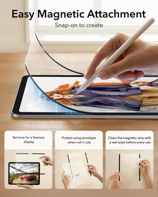Alt view image 4 of 7 - Paper-Feel Magnetic Screen Protector for iPad A16 11th/10th