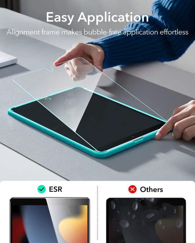 Alt view image 3 of 7 - Screen Protector Compatible with iPad 9th Gen (2021)/iPad 8th Gen (2020)/iPad 7th Gen (2019), Scratch-Resistant 9H Hardness HD Clear Premium Tempered Glass, Includes Installation Frame, 2 Pack