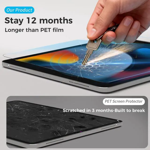 Alt view image 3 of 7 - [2Pack ipad 10.2 Screen Protector with Anti Blue Light, iPad 9th/8th/7th Generation Tempered Glass Screen Protector with 9H Hardness/Bubble Free/Case Friendly, Pencil Compatible