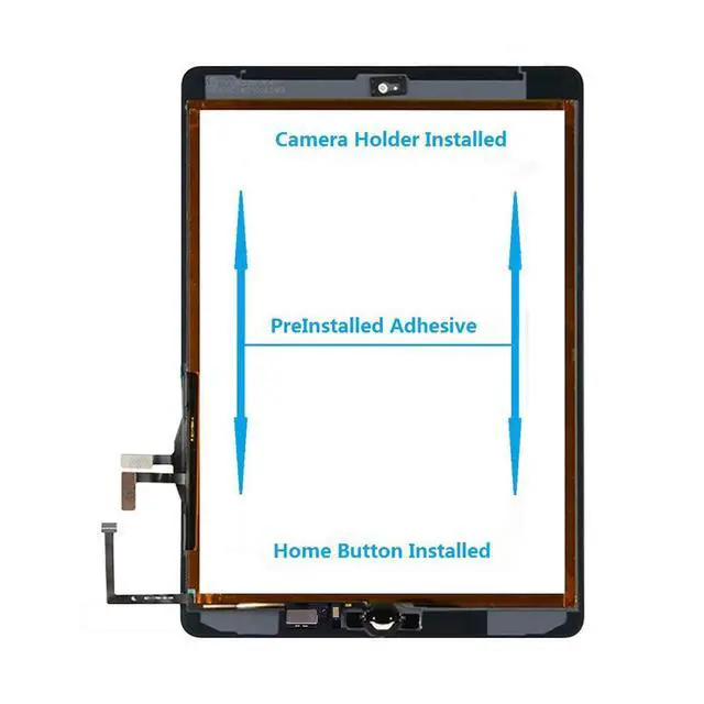 Alt view image 4 of 6 - for Black iPad 5 2017 9.7 inch A1822, A1823 Touch Screen Digitizer Assembly Replacement with Home Button, Camera Bracket, Pre-Installed Adhesive, Tool Repair Kit