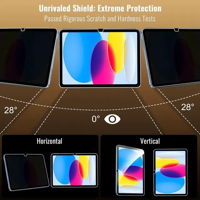 Alt view image 6 of 7 - Privacy Screen Protector for iPad 11th A16 2025, Anti-Spy Tempered Glass Film for iPad 10th Generation 10.9 Inch 2022, Private Touch Sensitive HD Clarity Screen Protector for i Pad A16, 1 Pack