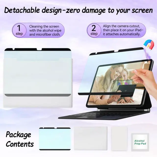 Alt view image 4 of 7 - Magnetic Blue Light Screen Protector for iPad A16 11/10th 11/10.9"