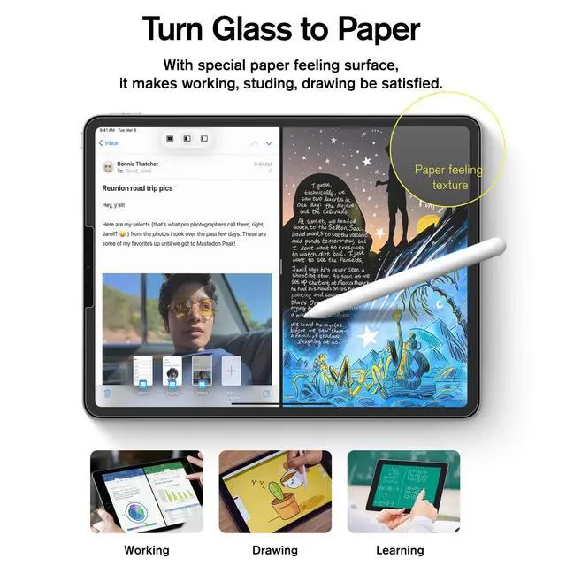 Alt view image 4 of 7 - Paperfeel Glass Screen Protector for iPad Pro 12.9 (2022-2018)