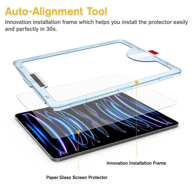 Alt view image 2 of 7 - Paperfeel Glass Screen Protector for iPad Pro 12.9 (2022-2018)