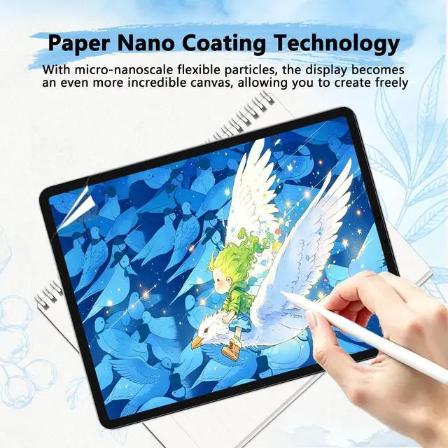 Alt view image 4 of 7 - 3 Pack Paper Screen Protector for iPad A16 11" 11th/10th + 2 Pencil Tip
