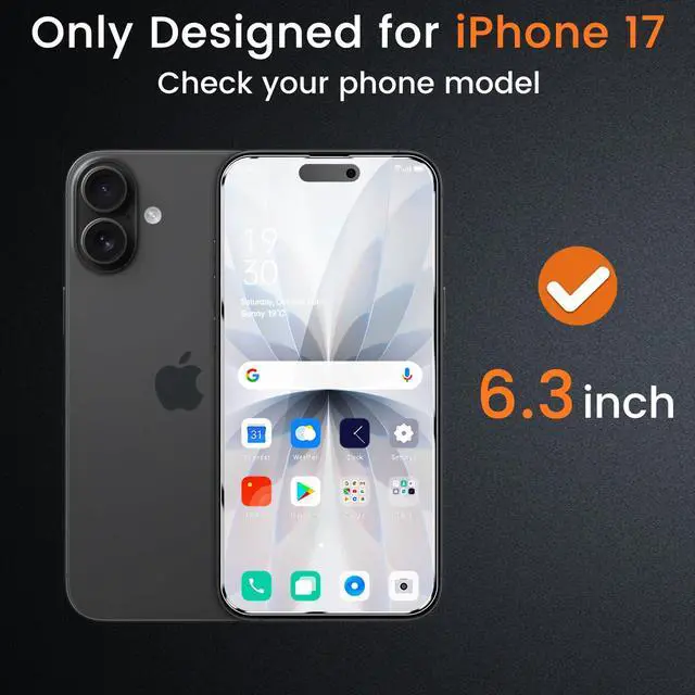 Alt view image 2 of 7 - 4 Pack Privacy Screen Protector for iPhone 17 6.3-Inch with 4 Pack Camera Lens Protector, Anti Spy Tempered Glass Film 9H Hardness Bubble Free Case Friendly