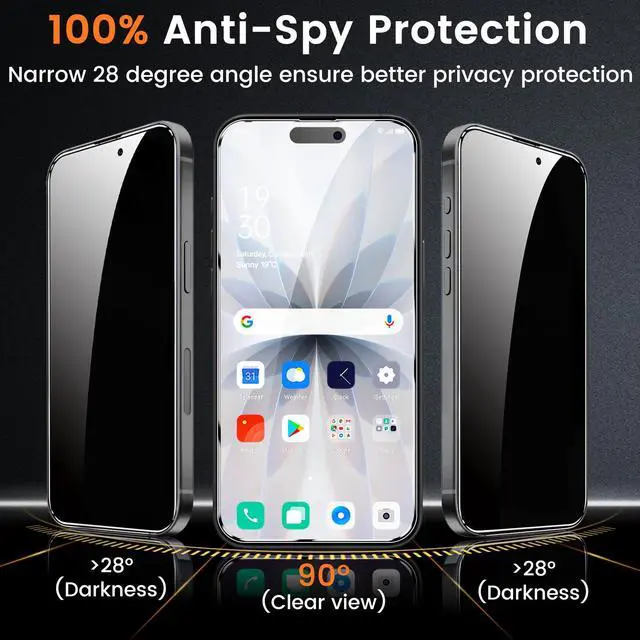 Alt view image 3 of 7 - 4 Pack Privacy Screen Protector for iPhone 17 6.3-Inch with 4 Pack Camera Lens Protector, Anti Spy Tempered Glass Film 9H Hardness Bubble Free Case Friendly