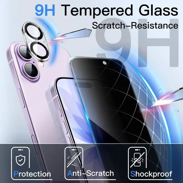 Alt view image 5 of 7 - Privacy Screen Protector for iPhone 17, 2+2 Pack