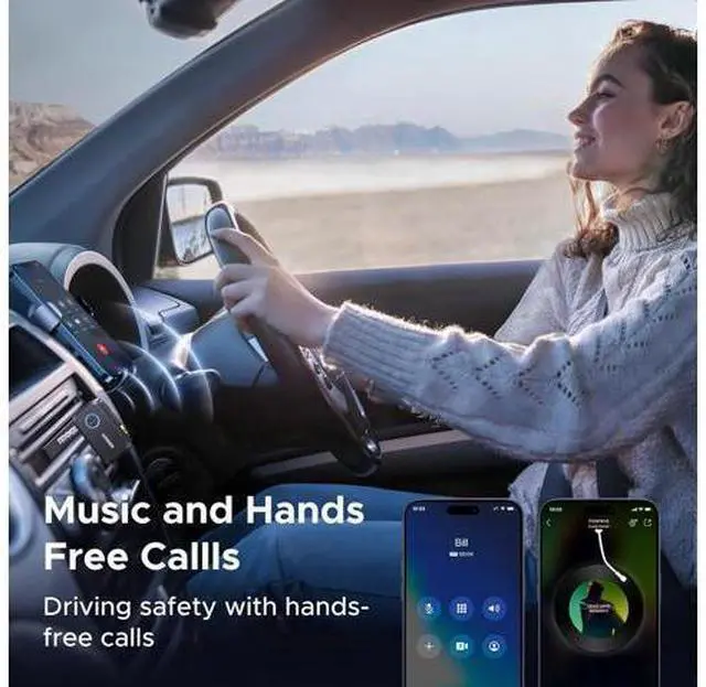 Alt view image 13 of 14 - Bluetooth 6.0 Receiver for Car with LDAC AI Noise Cancelling 3.5mm AUX Bluetooth Car Adapter Hi-Res Wireless Audio Receiver for Home Stereo/Wired Speaker with Hands-Free Call 15H Battery Life