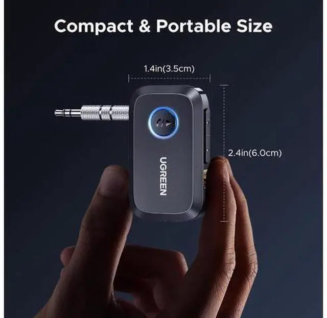 Alt view image 14 of 14 - Bluetooth 6.0 Receiver for Car with LDAC AI Noise Cancelling 3.5mm AUX Bluetooth Car Adapter Hi-Res Wireless Audio Receiver for Home Stereo/Wired Speaker with Hands-Free Call 15H Battery Life