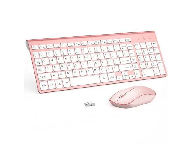 Alt view image 6 of 10 - Wireless Keyboard and Mouse,2.4G Full Size and Portable Wireless Keyboard with Numeric Keyboard or Computer/Desktop/Laptop/Windows 10/8/7 -Pink