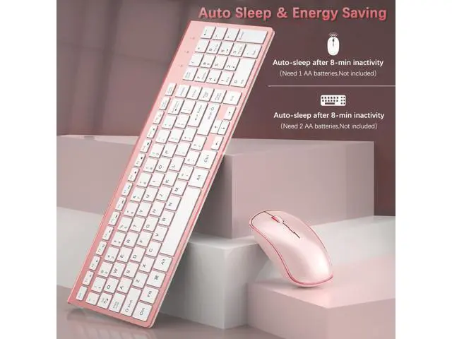 Alt view image 8 of 10 - Wireless Keyboard and Mouse,2.4G Full Size and Portable Wireless Keyboard with Numeric Keyboard or Computer/Desktop/Laptop/Windows 10/8/7 -Pink