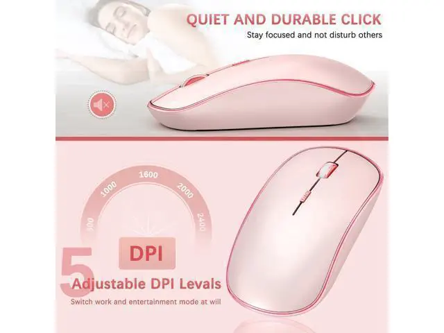 Alt view image 9 of 10 - Wireless Keyboard and Mouse,2.4G Full Size and Portable Wireless Keyboard with Numeric Keyboard or Computer/Desktop/Laptop/Windows 10/8/7 -Pink