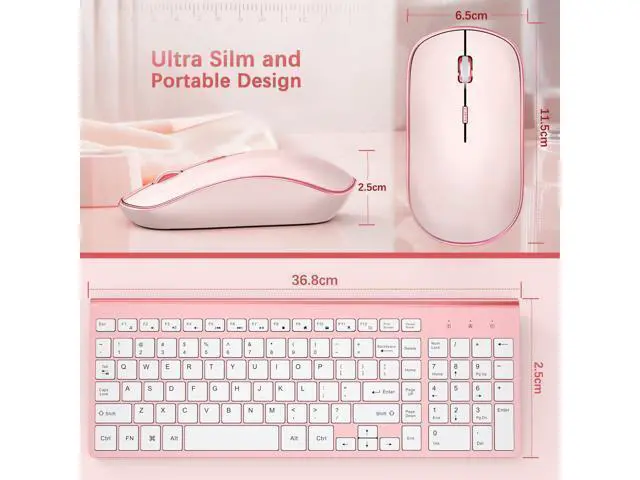Alt view image 10 of 10 - Wireless Keyboard and Mouse,2.4G Full Size and Portable Wireless Keyboard with Numeric Keyboard or Computer/Desktop/Laptop/Windows 10/8/7 -Pink